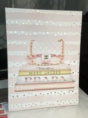 Canvas Unbranded Office Room Wall Art Blush Pink Gold Polka Dots 15x11.75x1.5in